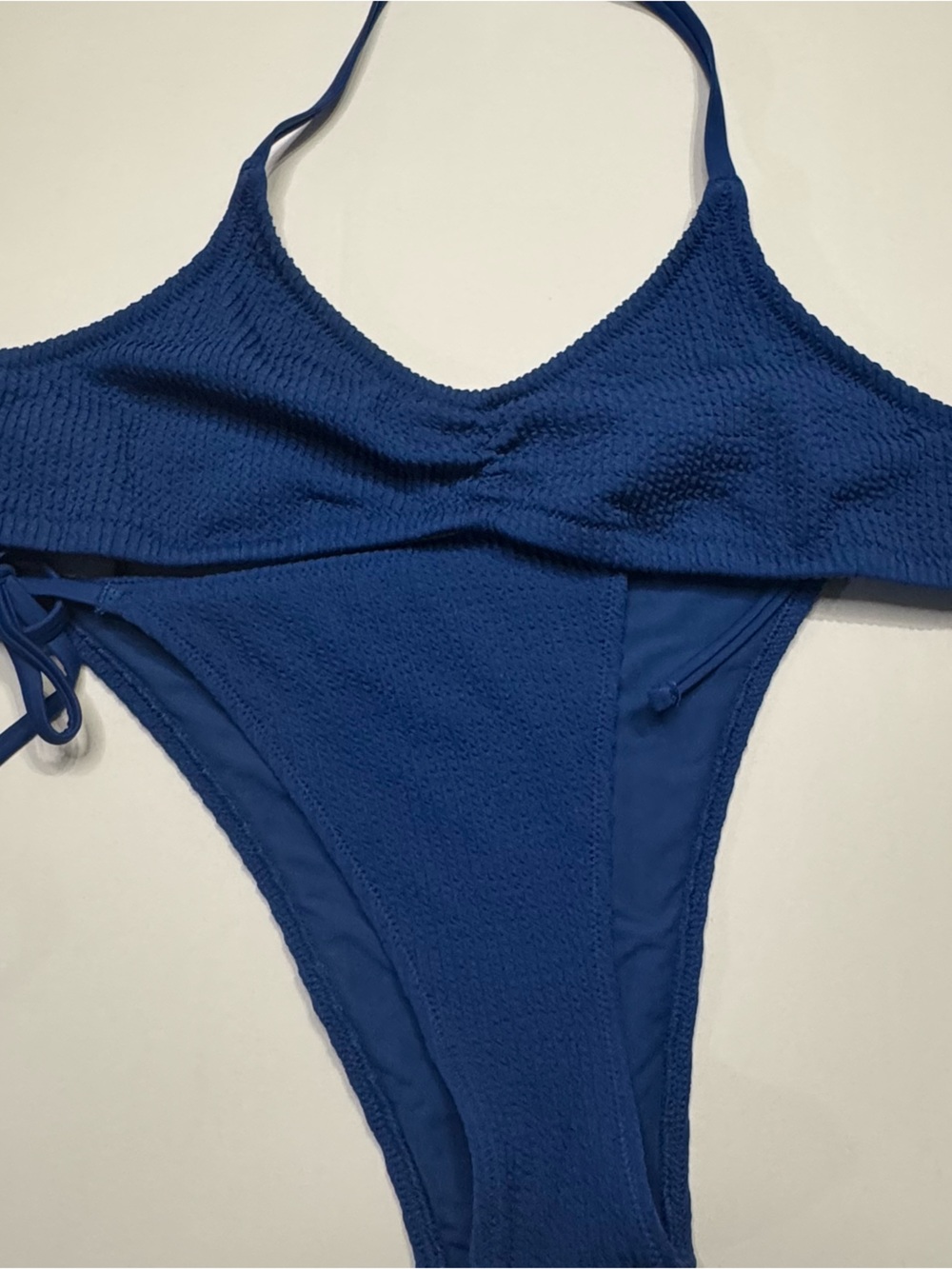 aerie Blue Textured Bikini Two-Piece Set Large top Medium Bottom